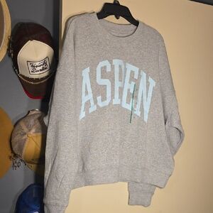 Grayson Threads Gray Crewneck Sweater with Blue Aspen Print